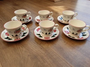 Masons Ironstone Christmas Village Cups and Saucers 1983 x6 - Picture 1 of 6