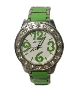 Geneva Lime Green Oversized Rhinestone Dial Qurtz Watch - Picture 1 of 7