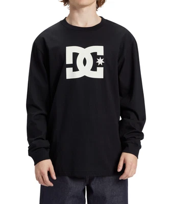 DC SHOES MENS THICK LONG SLEEVED TOP.NEW STAR HLS BLACK COTTON SKATE T SHIRT W24 - Image 1 of 4