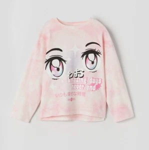 New ZARA Girls Anime Graphic Tie Dye Long Sleeve T-Shirt Size 13-14 - Picture 1 of 7