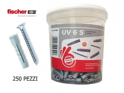 Box 250 TASSELLI IN NYLON FISCHER CON VITE diametro da 6 mm UNIVERSALI 531386 - Immagine 1 di 2