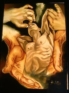 Oil Painting On Canvas- The Creation Of Adam By The Original Artist:Linda Peters - Picture 1 of 1