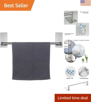 Самоклеящийся 16-дюймовый полотенцесушитель из нержавеющей стали матовый никель - простота установки - Изображение 1 из 4