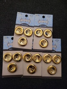 Sew-ology Buttons. 3pc per pack. Gold. 5 packages. - Picture 1 of 1