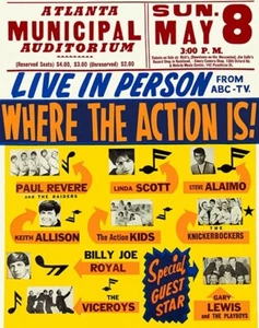Póster Paul Revere - Gary Lewis - Where The Action Is - 1966 - Atlanta - Imagen 1 de 1