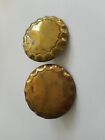Pair Of Fluted Antique Driving Horse Bridle Rosettes Brass Nice Condition