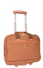 Travel Bag Organiser Pilot Case with Wheels Faux Suede Briefcase Style Camel Red