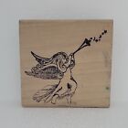 Stamp Affair Angel Blowing Trumpet Music Notes Wood Mounted Rubber