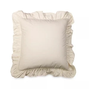 Smooth Weave Euro Ruffled Pillow Sham in Ivory - Picture 1 of 3