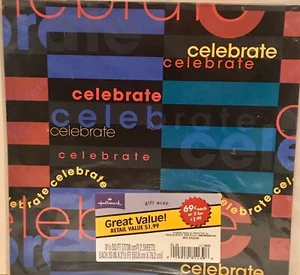 New Vintage Gift Wrap Paper Celebrate Stripes Multicolor Celebration USA - Picture 1 of 2