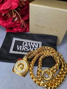 Gianni Versace Medusa Halskette Gold Strass Vintage seltenes Stück JAPAN - Bild 1 von 18