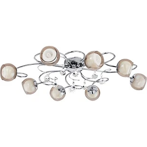 AIDA PLAFONIERA MODERNO IN ACCIAIO CROMO 8 LUCI LED VETRO AMBRA BIANCO CRISTALLI - Imagen 1 de 1