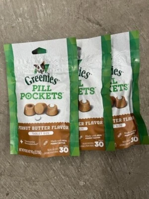Greenies Bolsillos para Píldoras Mantequilla de Maní 30 Unidades Golosinas Medicinales para Perros (PAQUETE DE 3) Foto 1 de 2