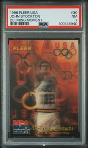 Tarjeta de baloncesto John Stockton 1996 Fleer EE. UU. #30 EE. UU. PSA 7 Low Pop ENVÍO GRATUITO - Imagen 1 de 2