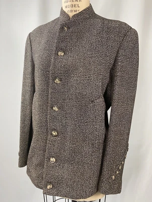Vintage Jacket SIZE LARGE gray wool GOMEZ button 30s 40s 50s retro Nehru modest - Image 1 of 4