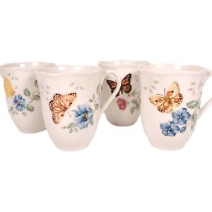 4 Lenox Butterfly Meadow Cups Mugs Tea Easter Ladybug Dragonfly Bumblebee Spring
