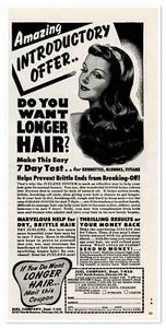 Anuncio impreso Juel Company Sistema Juelene para cabello más largo 1947 anuncio de 3/4 páginas - Imagen 1 de 4