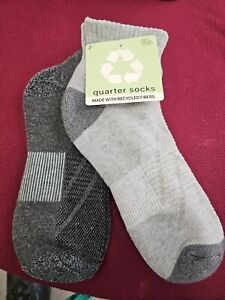 2 Pairs Soft Unisex Quarter Socks Gray/Gray One Size Fits Most Recycled Fibers