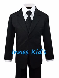 Formal Kids Toddler Boys Suit 5 pieces Set with Vest and Tie Choice of Colors  - Picture 1 of 25