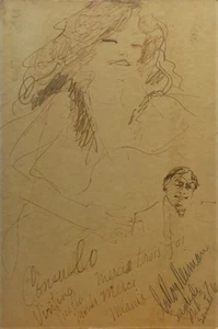 LEROY NEIMAN "CONSUELO PICCOLO MONDO RISTORANTE" | ORIGINAL | DRAWING/CARDBOARD - Picture 1 of 3