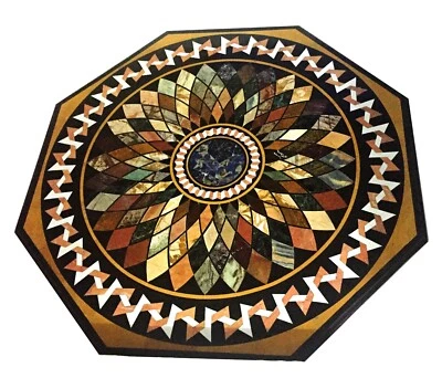 48" Stylish Black Marble Inlay Dining Table with Storage for Home Interior Decor - Image 1 of 4