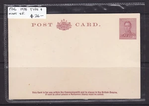 1938 1 1/2d KGVI BROWN/IVORY POSTAL CARD TYPE 4 MINT P36 - Picture 1 of 1