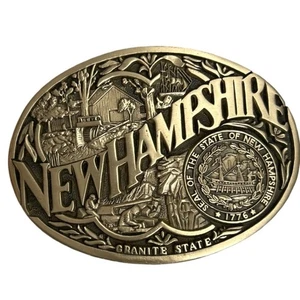 Belt Buckle New Hampshire Granite State Seal Solid Brass Award Design Medal NWOT - Picture 1 of 8