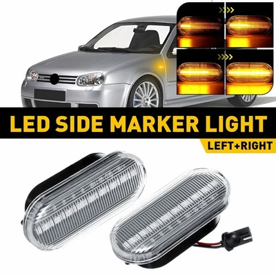 2Pcs Dynamic Side LED Amber Marker Light For 1999-2004 Volkswagen B5/B5.5 Passat - Image 1 of 4