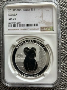 2017-P Australia Koala PCGS MS70 Cameo .999 Silver 1oz Dollar Coin - Picture 1 of 2
