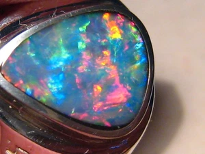 Men's  Australian  Opal ring  -  sterling silver - size 10 1/2  - no re size - Picture 1 of 11