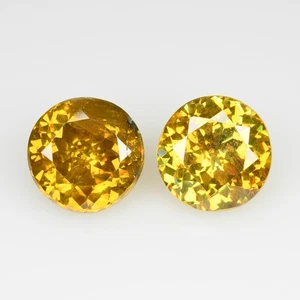 3.18 Ct [2 Pcs Pair] Superb Round 6.6 MM 100% Natural Orangey Yellow Sphalerite - Bild 1 von 5