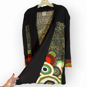 Parsley Sage Women’s Size 2X 3/4 Sleeve Open Knit Multicolor Cardigan Lagenlook - Picture 1 of 11