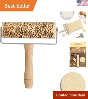 Durable Poplar Wood Mini Rolling Pin with Chrome Bearings for Effortless Rolling - Image 1 of 4