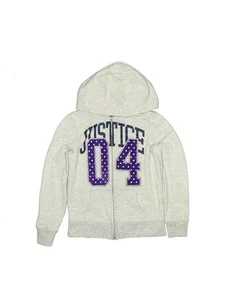 Justice Girls Silver Zip Up Hoodie 8 - Picture 1 of 2