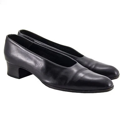 Barneys New York Cuero Negro Puntera Almendra Tacón Bajo Sin Cordones Talla 39.5 Foto 1 de 3