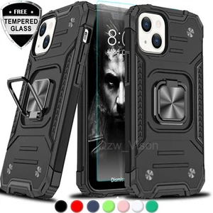 Funda con soporte de anillo a prueba de golpes para iPhone 13 Mini Pro Max + protector de pantalla - Imagen 1 de 13