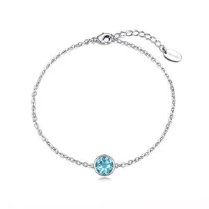 Light Blue Crystal Anklet Created with Zircondia® Crystals - Picture 1 of 6