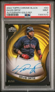 2022 Topps Chrome Black DAVID ORTIZ MLB Gold Refractor On Card Auto 01/50 PSA 9 - Picture 1 of 3