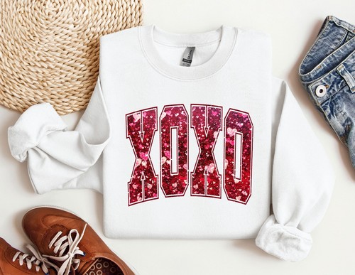 Felpa XOXO Felpa con cappuccio San Valentino Regalo per lei Amante Crewneck