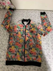 Adidas Girls Jacket Floral Zip Size US XL - Picture 1 of 9