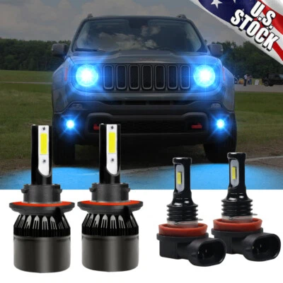 For Jeep Renegade 2015-2020 - 4x 8000k LED Headlight Hi/Lo beam Fog Light Bulbs - Image 1 of 4