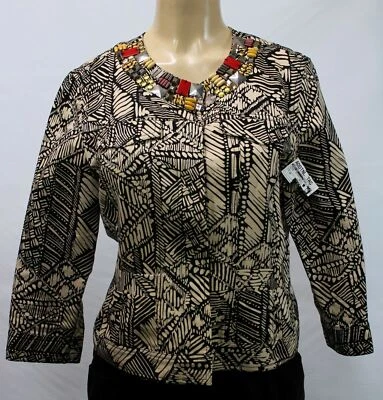 Ruby Rd Women's Jacket Black Beige Cotton Size10 - Image 1 of 4