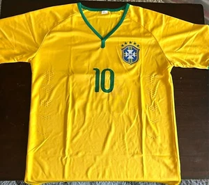 NEW REPLICA BRAZIL NATIONAL TEAM RONALDINHO #10 SOCCER JERSEY SIZE XL - Picture 1 of 5