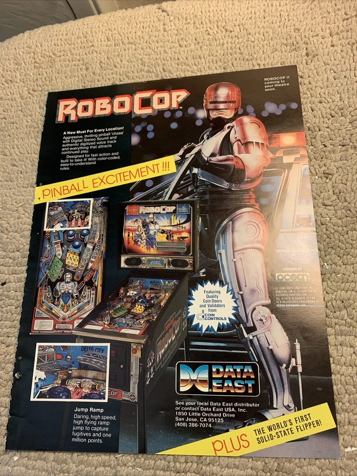 Original ad 11- 8.5” Robocop Robo Cop Data East Pinball ARCADE  GAME FLYER - Image 1 of 3