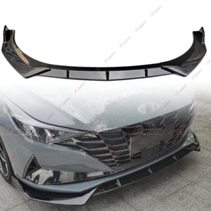 FITS 21-23 HYUNDAI ELANTRA GLOSSY BLACK PERFORMANCE STYLE 3 PCS FRONT BUMPER LIP - Bild 1 von 7