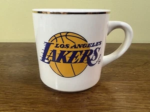 Vintage 1990s NOS New Los Angeles Lakers Basketball Coffee Mug Ceramic Gold Trim - Picture 1 of 4