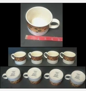 VINTAGE Sakura Majesticware TRIBE Animal Print Border Set of 4 Flat Cups Dishes - Picture 1 of 6