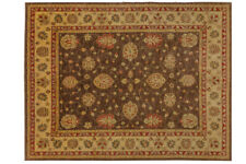 Afghan Chobi Ziegler Teppich in Braun Handgeknüpft 250x300  Blumenmuster Wolle v
