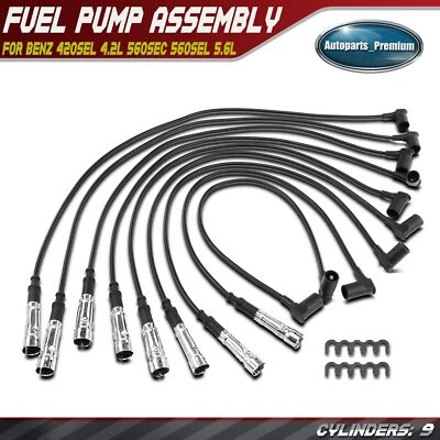 Juego de 9 cables de bujías para Mercedes-Benz 420SEL 4,2 L 560SEC 560SEL 86-91 5,6 L Foto 1 de 4