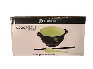 Juego de cuencos de ramen verde y negro goodscious con palillos y cuchara sopera, 23 oz - Imagen 1 de 4